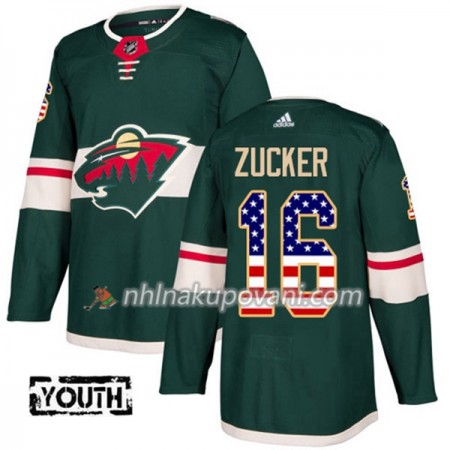 Minnesota Wild Dresy Jason Zucker 16 2017-2018 USA Flag Fashion Zelená Adidas Authentic - Dětské